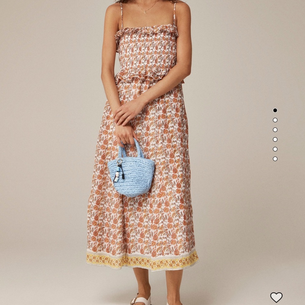 J Crew Ravenna dress in sunset rose block-print ramie